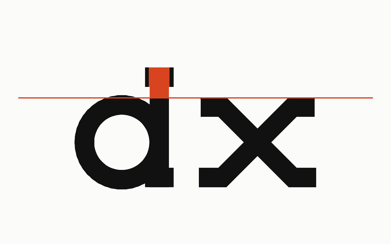 Ascender: a letter in Drew Slab Regular with the ascender marked in vermilion.