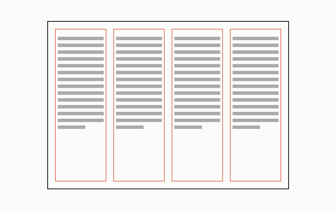 Column grid: a drawn diagram with the column grid marked in vermilion.