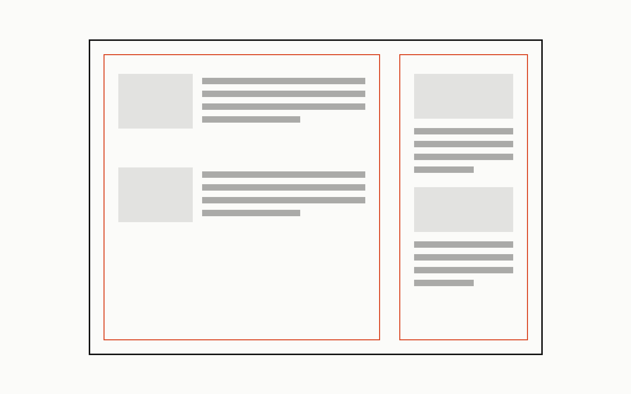 Container query: a drawn diagram with the container query marked in vermilion.
