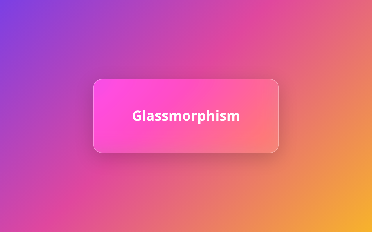 Glassmorphism: a card drawn with the style's own declarations on the ground the style needs.