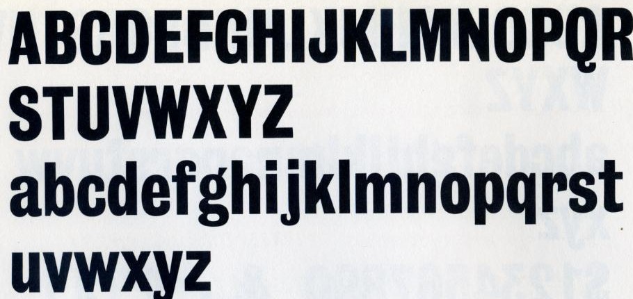 Grotesque: Grotesque No. 9 at 72 point on an Adcraft Typographers sheet, a heavy nineteenth-century English grotesque with a narrow, closed a and g.