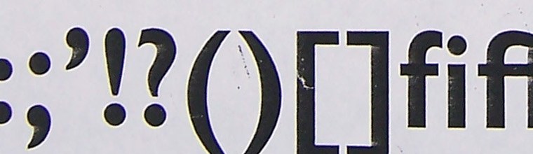 Ligature: fi, ff, fl, ffi and ffl of Gill Sans Bold as single sorts, the f's hood taking the i's dot, from a Monotype specimen.