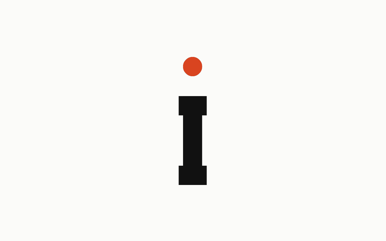 Tittle: a letter in Drew Slab Regular with the tittle marked in vermilion.